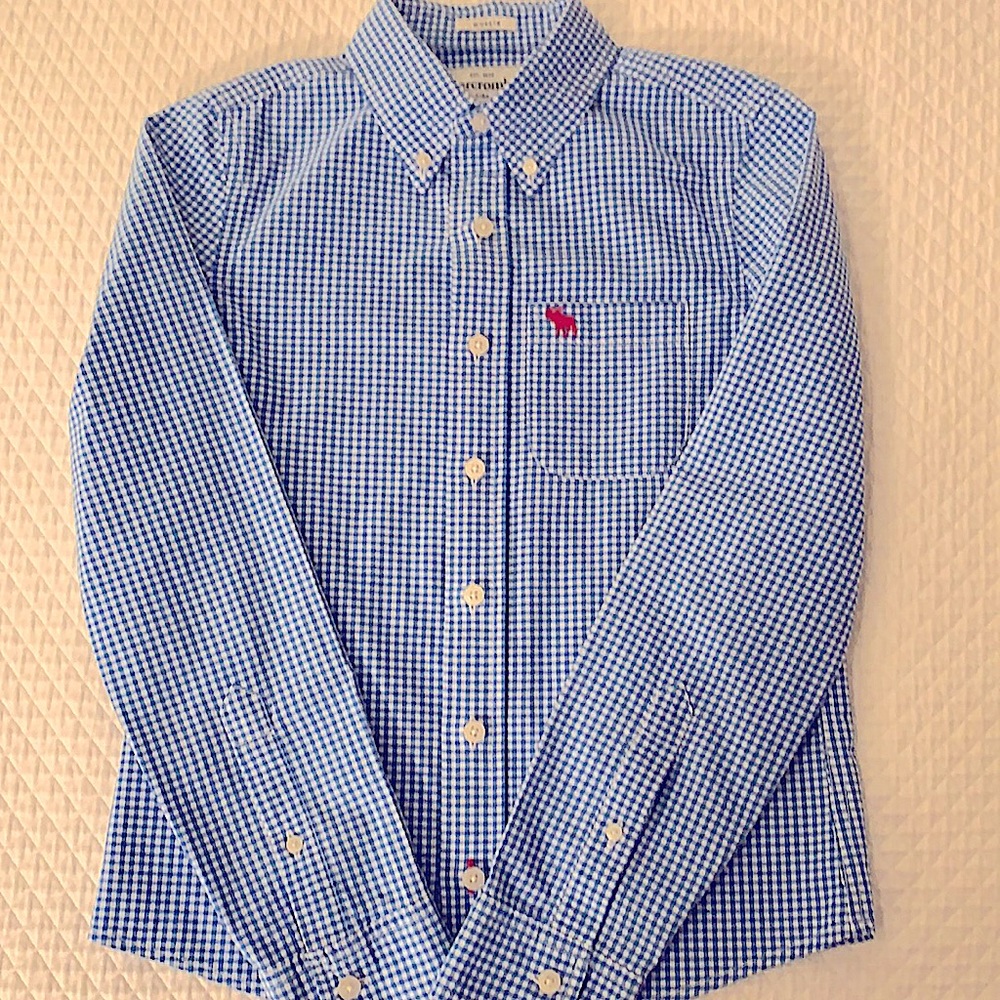 Abercrombie kids, gingham button down shirt